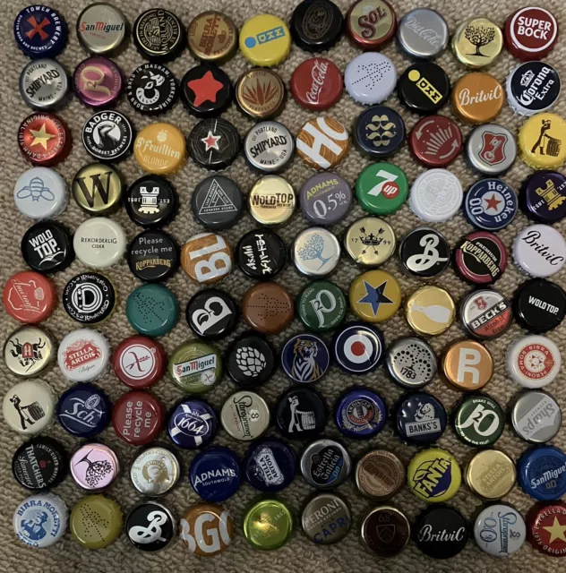 100 Beer Bottle Tops All Different As Shown