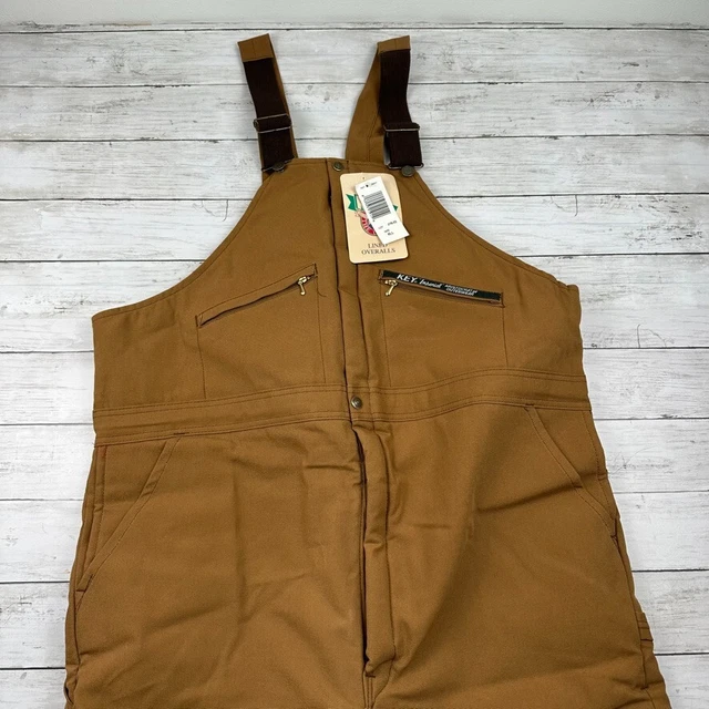 VINTAGE KEY IMPERIAL Brown Bib Overalls Lined Mens Size XL Long (46x32