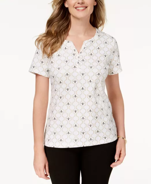 Karen Scott Printed Henley T-Shirt