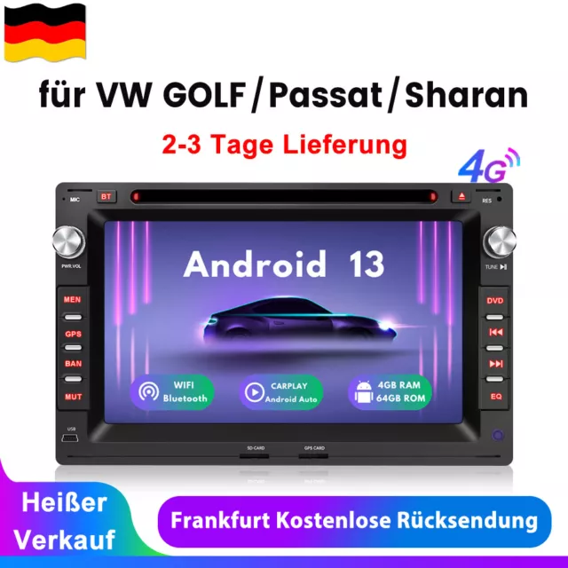 DAB+ CarPlay Android 13 Autoradio Für VW Polo Golf 4 Passat B5 T5 GPS DVD WIFI