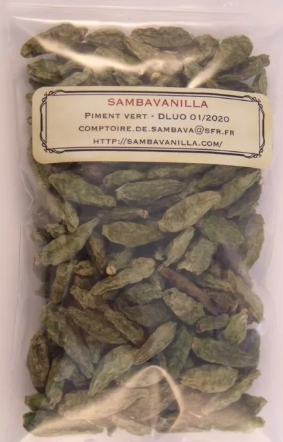 50 grammes de piment langue d'oiseau vert de Madagascar