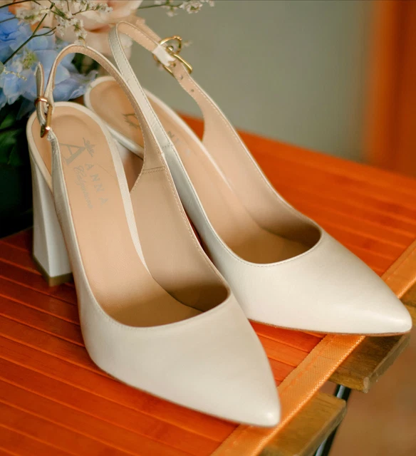 Scarpe da sposa in pelle, avorio, n 37