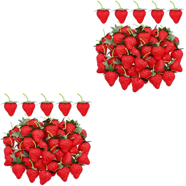 Set Di 6 Piante Artificiali In Vaso - Rametti Di Fragola Finti Con Vasi In Metallo Per Decorazione Da Tavolo
