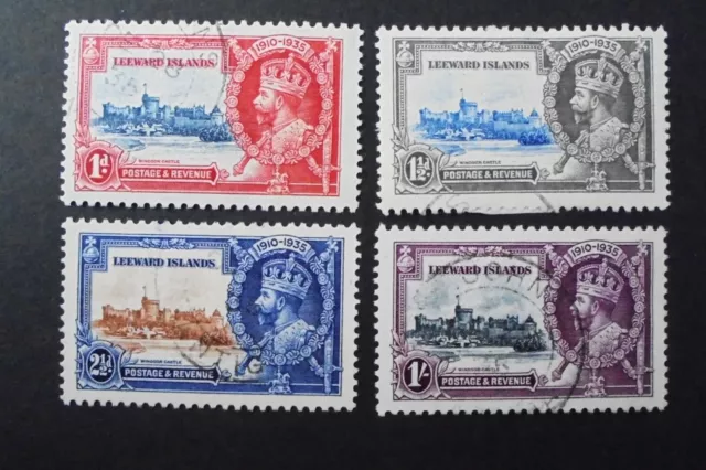 Leeward Islands 1935 KGV Silver Jubilee stamps  set of 4 , used , U.K. only.