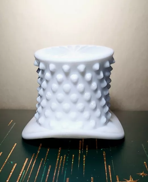 Milk Glass 70 Year Old Hobnail Cigarette Holder Larger Mid-Sized Hat Fenton LOOK 3