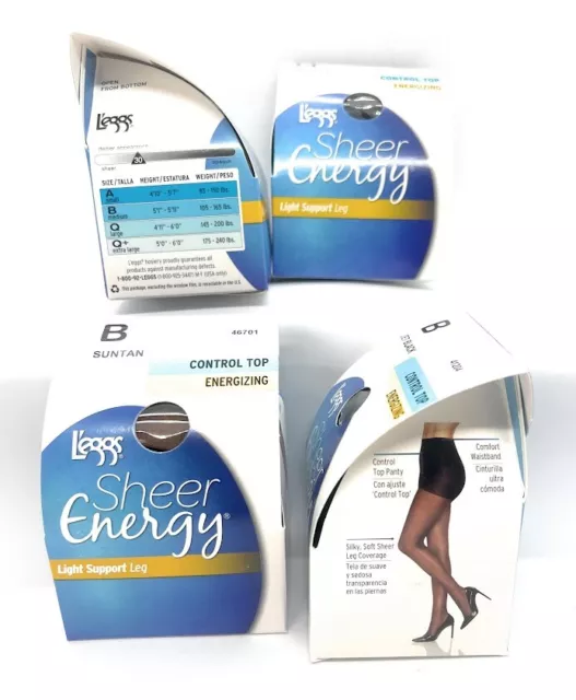 3 PACK LEGGS Sheer Energy Control Top Energizing Size B Suntan Light  Support Leg $25.99 - PicClick
