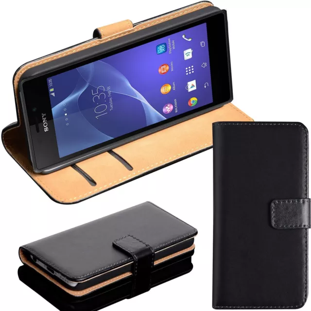 UK Luxury Real Leather Wallet Phone Case Cover with Card slot For Sony Mobile