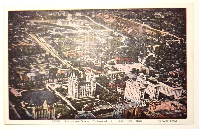 Airplane view of Business Portion Salt Lake City Utah Postcard It Was A Good Vie