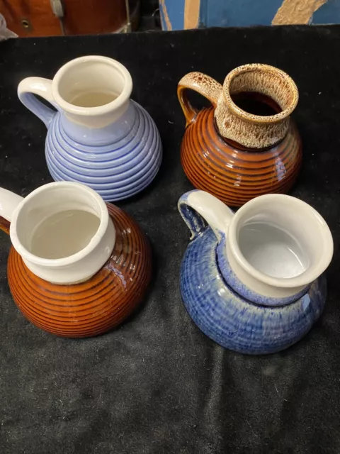 VTG Glazed Pottery Wide Bottom Mug No Spill Non-Slip Travel Coffee Cup Lot Of 4