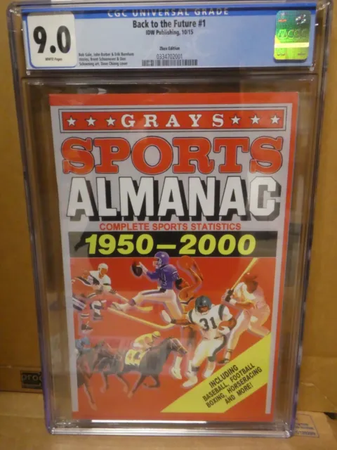 IDW Back To the future Sports Grays Almanac 1  Zbox CGC 9.0 Comic 2015 lootcrate