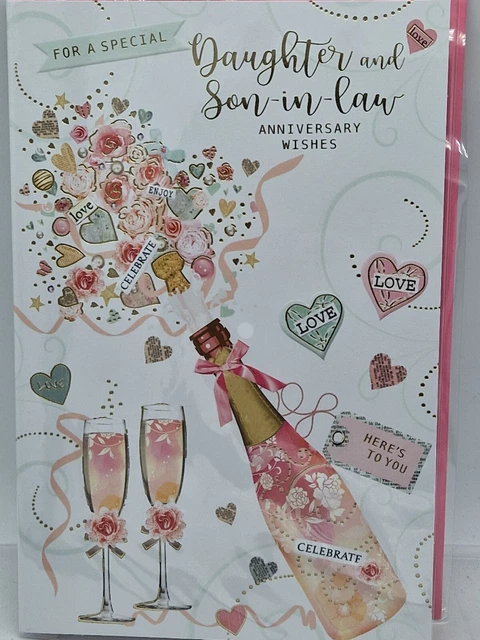 LARGE DAUGHTER AND Son In Law Wedding Anniversary Card £2.89 - PicClick UK