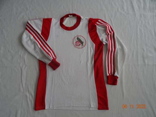1. FC Köln Auswärtstrikot 1976-78 Gr M  rot / weiß langarm. Adidas / Erima