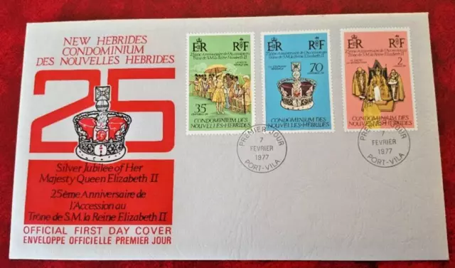 New Hebrides 1977 25th Anniversary of Coronation  French Issue First Day Cover