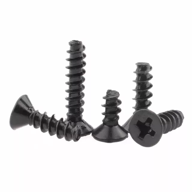 Countersunk Phillips Screw Flat Tail Self-Tapping M1.4 - M4 Black Zinc Plating