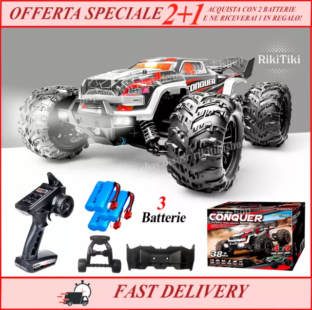 1:16 Macchina Telecomandata 38+km/h Monster Truck 4WD Auto RC Fuoristrada 8 9 10