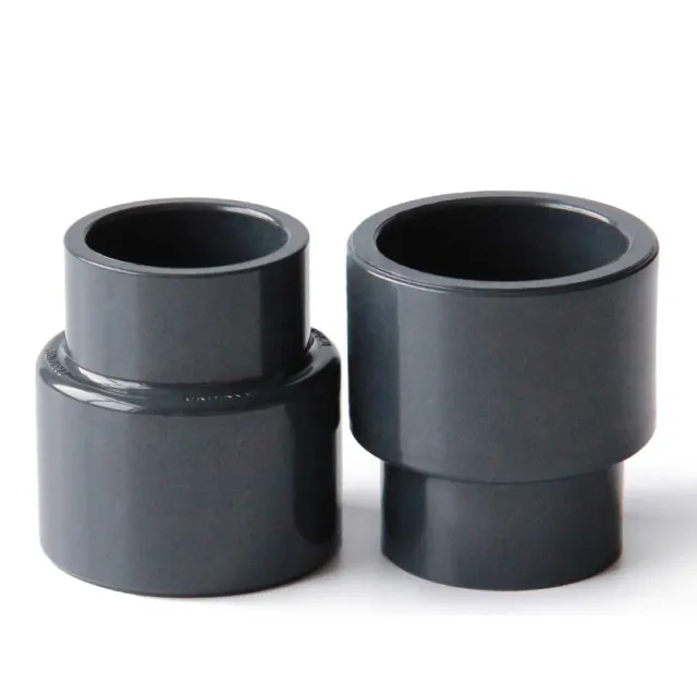 Dark Gray UPVC Reducing Straight Connector Water Pipe Reducer Coupling Adapter