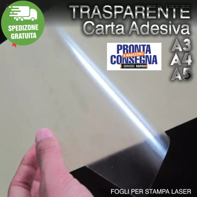 CARTA ADESIVA TRASPARENTE x STAMPANTI LASER Polipropilene FORMATO Fogli A  Scelta EUR 10,99 - PicClick IT