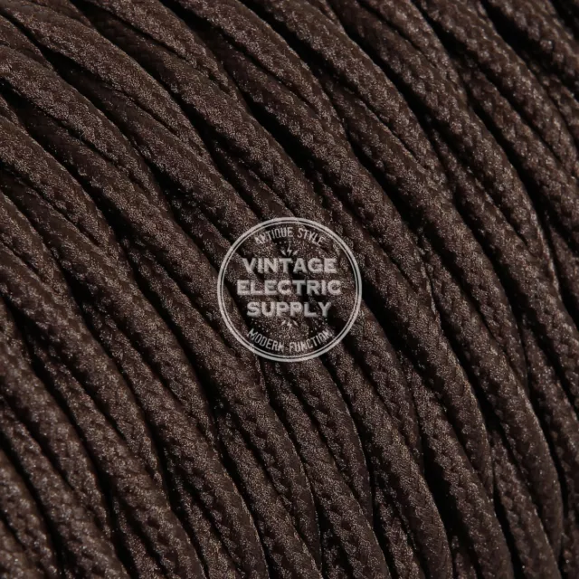 25ft Brown Twisted Cloth Covered Electrical Wire - Braided Rayon Fabric Wire