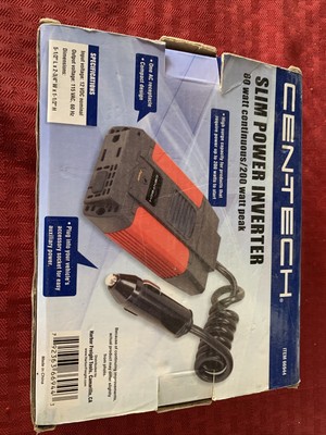 Cen-Tech Slim Power Inverter 80 Watt Continuous / 200 watt peak #66944 w/USB NEW