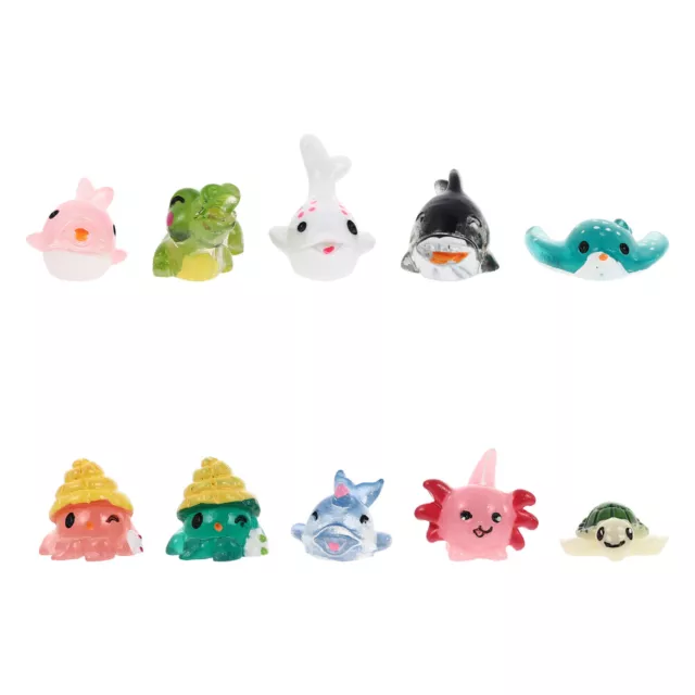 10 Pcs Resin Sea Animals Simulation Marine Kids Miniature Decor