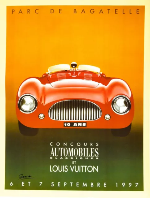 Louis Vuitton Concourse Bagatelle 1997 Ferrari Race Art Print Poster 17in x 22in