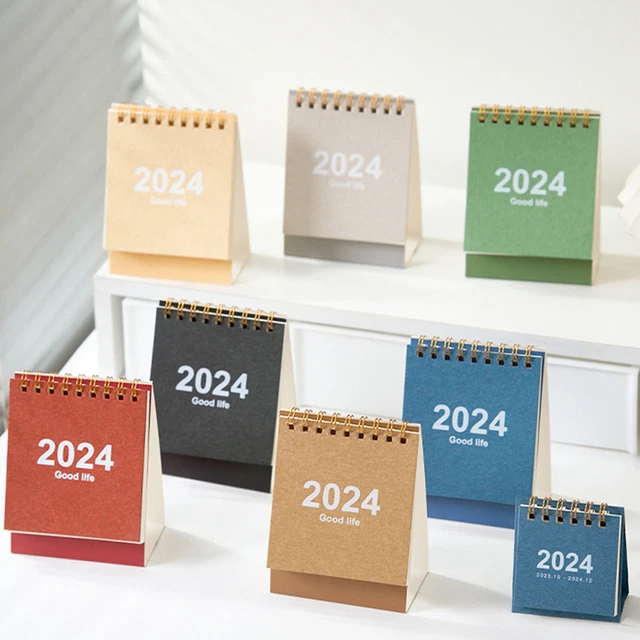 MINI DESK CALENDAR 2024 TwinWire Binding Standing Flip Desktop