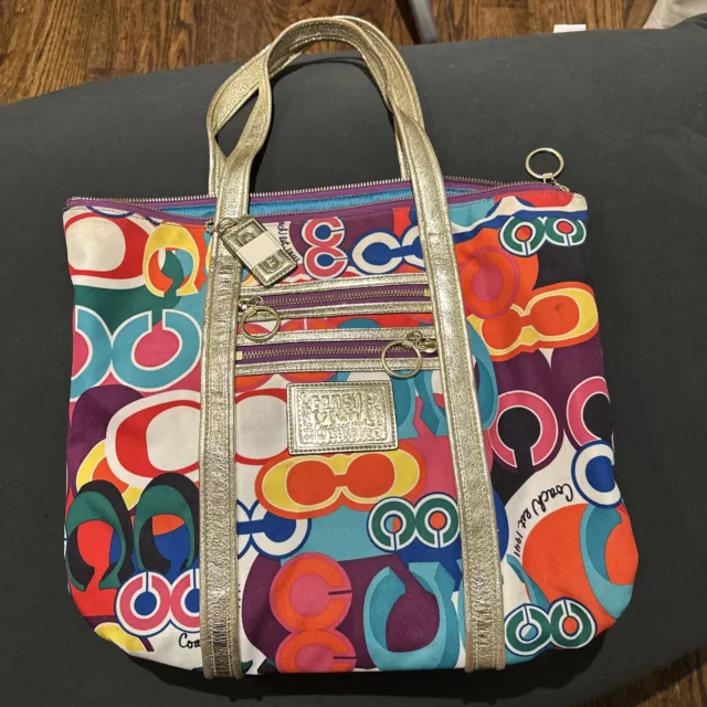 COACH 5660 Hampton Signature MultiColor Scribble Large Tote Bag Purse  Handbag | Property Room