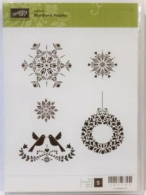 Stampin Up Northern Cuori Trasparente Montatura Timbri Nuovo Natale Ghirlanda