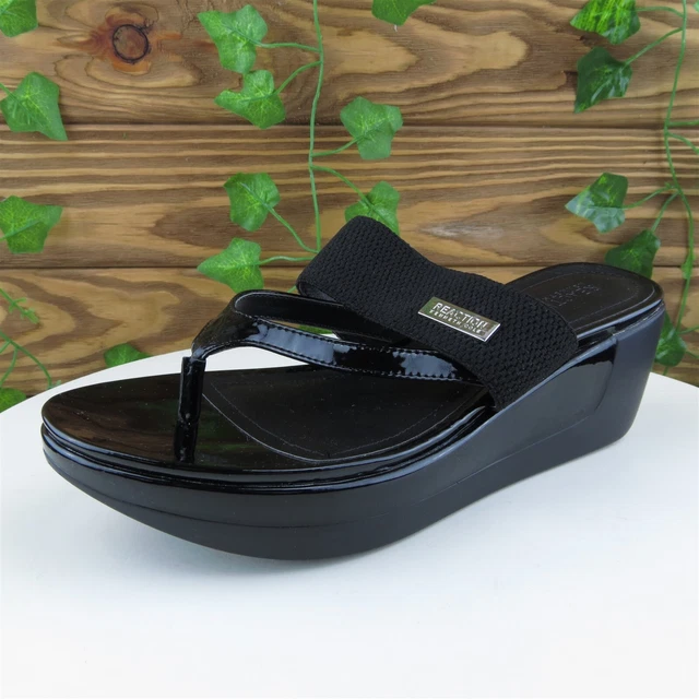 Kenneth Cole Size 9 M Women Sandal Flip Flop Black Synthetic Pepea Cross