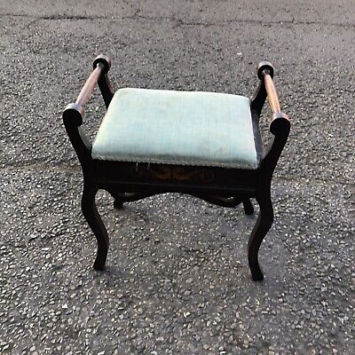 Antique Edwardian Piano Stool Dressing Table Chair Lift Up Storage Refurbishment 2