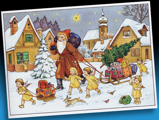 Calendrier De L'Avent Korsch Verlag 60er Michel Ange La Crèche Im Winterwald