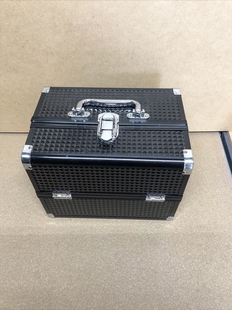 Black Aluminum Makeup Train Case Jewelry Box / Cosmetic Organizer