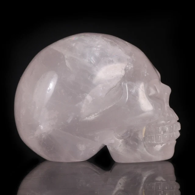 Calavera de cristal de cuarzo natural rosa/rosa tallada a mano de 1,5" 36G02