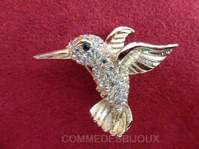 Broche "Colibri" N° 014 dorée Nectar Oiseau Mouche Bijoux pur Bestiaire 