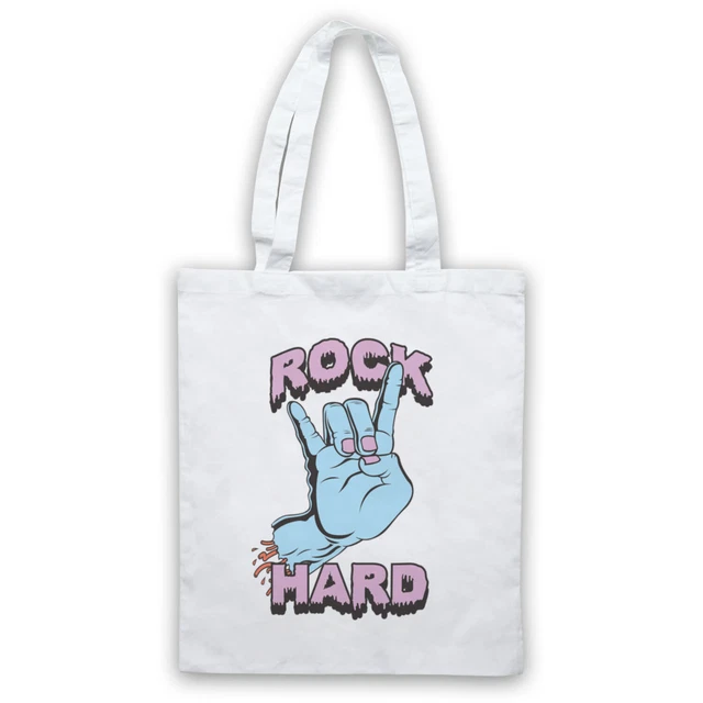 ROCK HARD HEAVY Metal Devil Horns Fingers Music Rocker Shoulder Tote ...