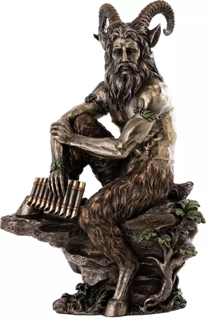 Ancient Greek Mythology Pan Statue Holding Panpipes - God of the Wild & Nature S