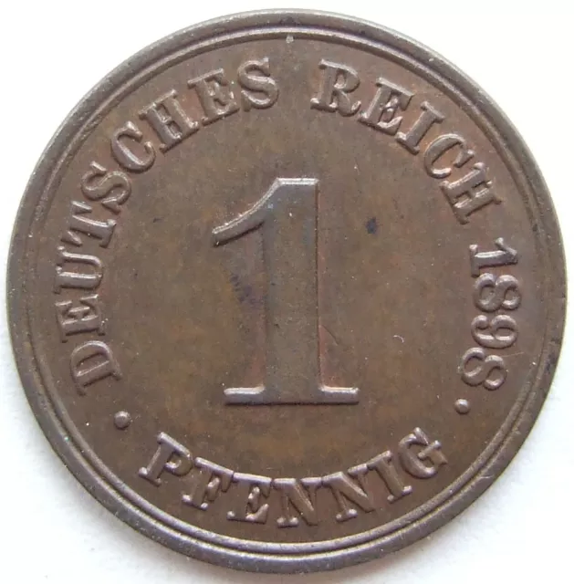 Münze Deutsches Reich Kaiserreich 1 Pfennig 1898 F in fast Stempelglanz