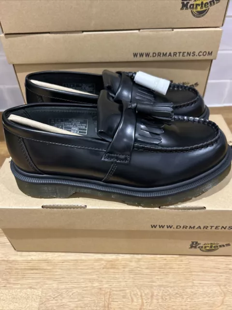 Dr Martens Adrian loafer tassel black polished smooth size 5 UK Standard Fit New