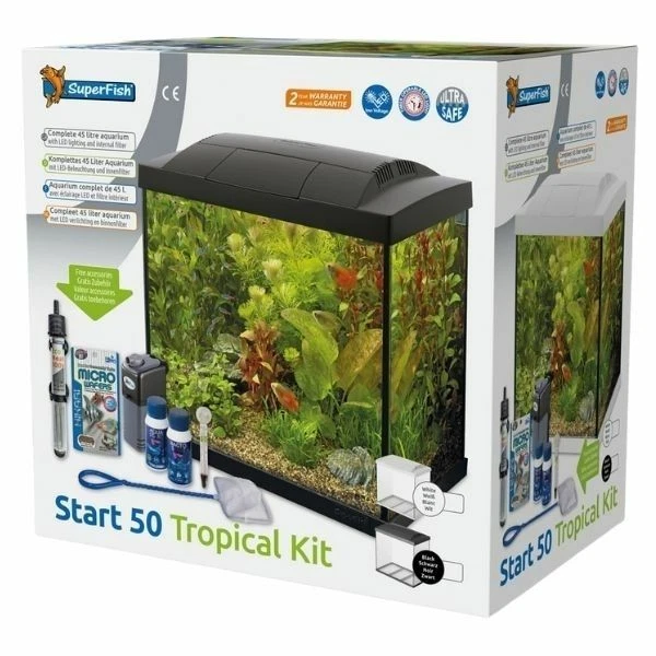SuperFish Start Aquarium 30 50 70 Tropical Glass Fish Tank Kit Black or White 4