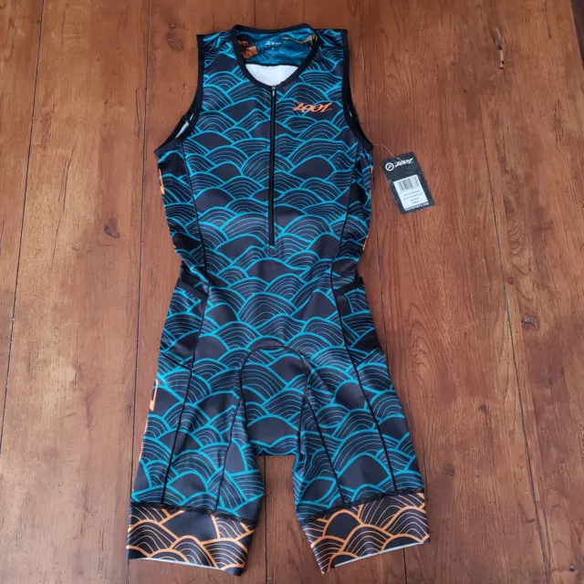 ZOOT Mens Small LTD TriSuit Sleeveless Aero Blue Triathlon Skinsuit Racesuit S