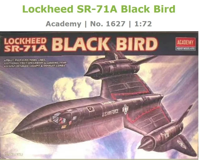 LOCKHEED SR-71A BLACK Bird Academy 1627 1:72 unassembled aircraft model ...