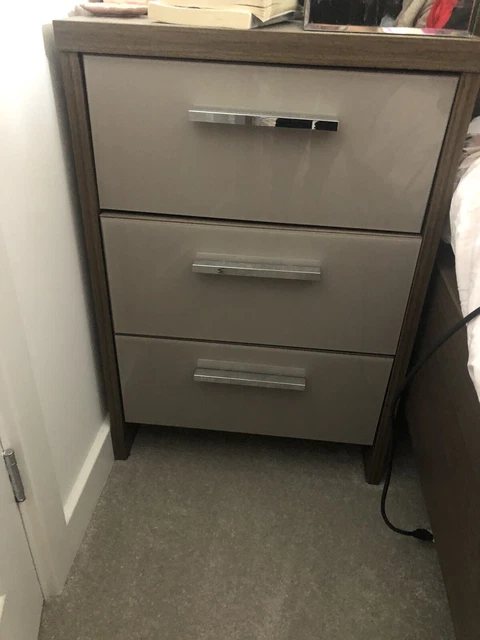 BENSONS FOR BEDS Mirabel 2 Bedside Cabinets 3 Drawer Units. Walnut