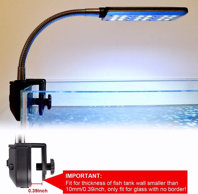 Aquarium LED Light Clip on Fish Tank Small Fish Light for Tanks Without Border