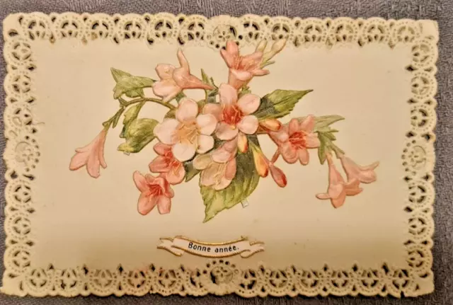 Ancienne Carte Postal Cpa Decoupi Canivet Fleurs Litho 1909