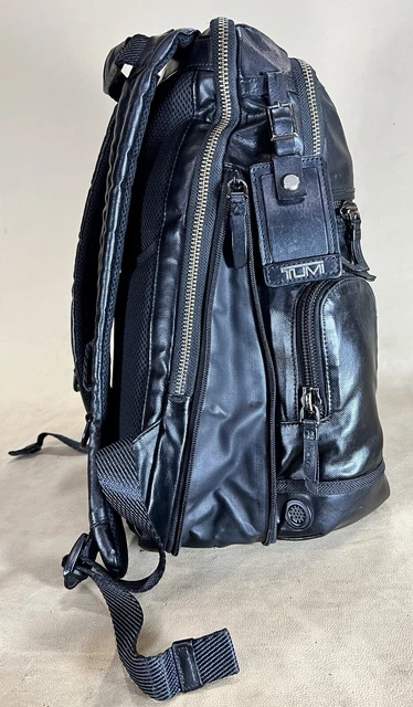 Preowned Tumi Alpha Bravo Knox Backpack Rucksack 22681DCC2 Black Canvas Leather 10