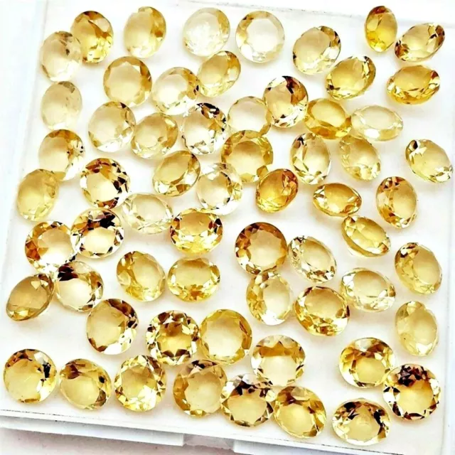 Vente en Lot 5mm Pour 9mm Rond Facette Naturel Citrine Desseré Calibré Gemme