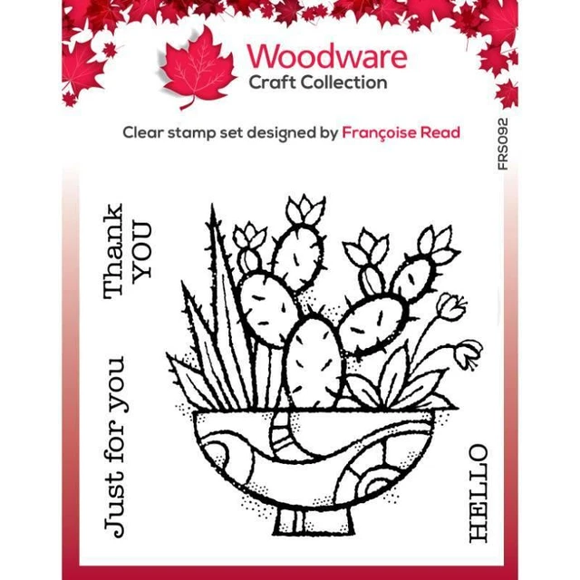 Woodware Succulent Display Cactus Flower Clear Stamp Set Card Birthday Making