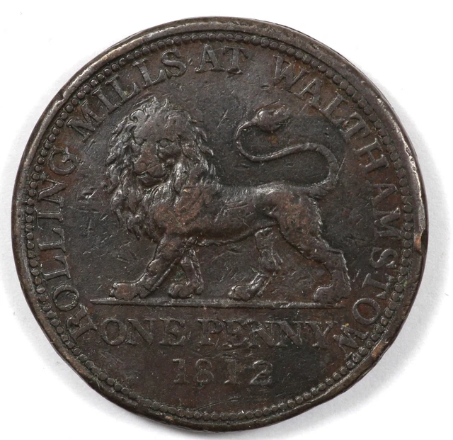 1812 Great Britain Walthamstow ROLLING MILLS Large Copper Penny Token 1812 Great Britain Walthamstow ROLLING MILLS Large Copper Penny Token