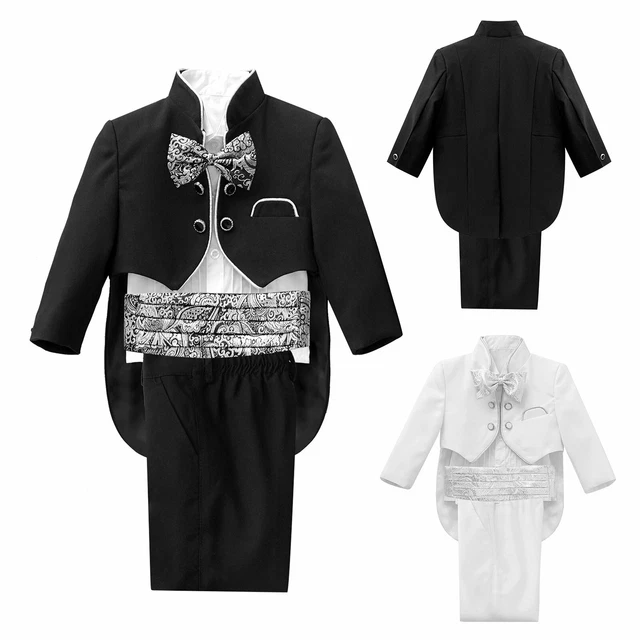 Tuta da smoking bambino 5 pz abbigliamento formale battesimo abito con pantaloni camicia