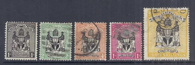 1895 British Central Africa BCA Nyasaland - 21-23, 25, 27 - Used & Mint*